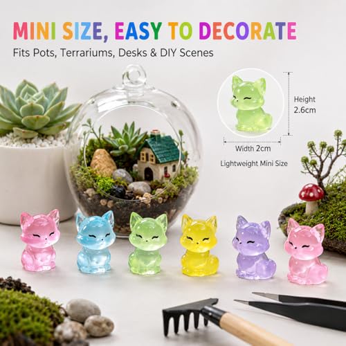 Glow in The Dark Fox Figurines for Fairy Garden - color: Purple Fox