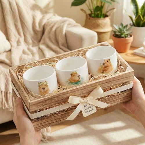 Jingmore 3 Pcs Capybara Decor Succulent Planter, Ceramic Gift for Women - style: Capybara