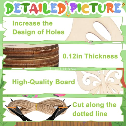 80PCS Unfinished Ornament Wood Crafts, Painting Blank Wooden Cutouts - color: Butterfly