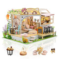 GuDoQi DIY Miniature Dollhouse Kit, Tiny House Kit with Music, 1:24 Scale, Handmade Crafts Gift for Christmas Day Birthday, Lovely Cats' Coffee Shop - color: Coffee Shop