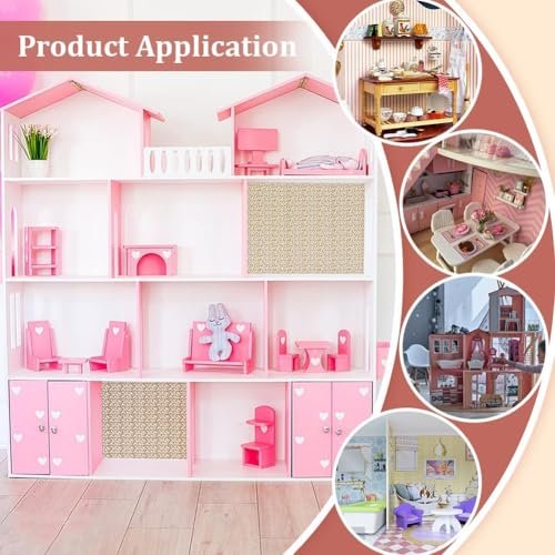 PH PandaHall 12PCS Miniature Dollhouse Wallpaper, Miniatures Floor Paper Self-Adhesive Paper Wall Sticker Gloss Card Sheet Effect Wallpaper for Model Dollhouse Accessories Decorations, 7.87x11inch