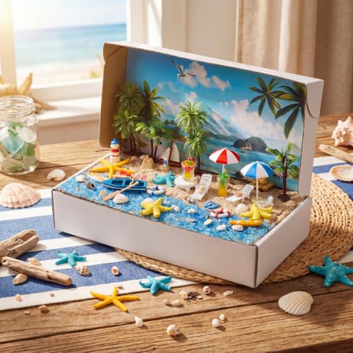 Teyva Daily 48 Pcs Summer Beach Diorama Kit Habitat Project Box Set - color: Beach