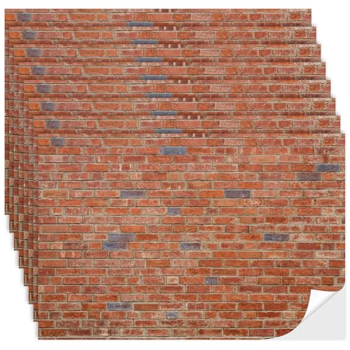 Flutesan 24 Pcs Miniature Dollhouse Wallpaper, Red Brick - style: Red Brick