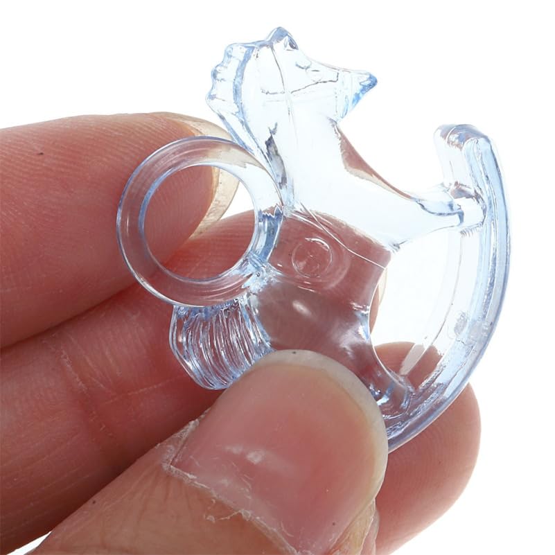 Kisangel 24 Pcs Mini Acrylic Rocking Horse Figurines, 1.1 Inch Clear Animal Charms for Baby Shower Table Scatter, Gender Reveal Party Favors, DIY Craft Decorations and Birthday Gift