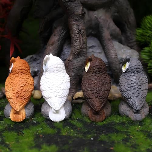Mini Owl Figurines 4pcs - Fairy Garden Accessories, Miniature Owls for Fairy Garden Decor, Small Owl Gifts for Women Mom Grandma - style: Owl Set of 4