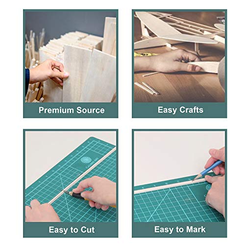 12 Sheets 8x4 Inch Unfinished Balsa Wood Sheets Thick for Crafts Hobby- 2mm Thick by Craftiff - size: 12 Sheets