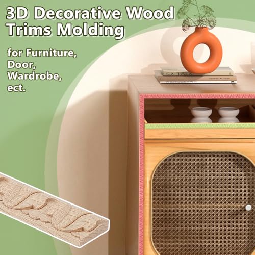 OLYCRAFT 20Pcs 3D Decorative Wood Trim Molding Handmade Carved Unfinished DIY Trims 15.9 Inch Half Wooden Trim Molding Decorative Wood Trims for Home Wall Door Border Ceiling Cabinet Window - style: Handmade Carved