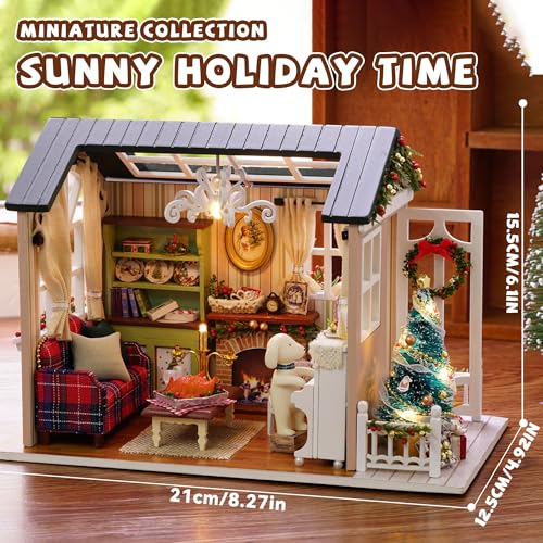 Kisoy Romantic and Cute Dollhouse Miniature DIY House Kit Creative Room Perfect DIY Gift for Friends,Lovers and Families (Sunny Holiday Time) - color: Sunny Holiday Time