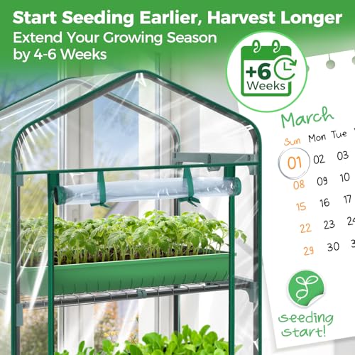 Mini Greenhouse for Outdoors Indoor: Ohuhu 23 x 19 x 75-Inch Small Plants Green House with 5 Tier Shelves, Portable Plastic Greenhouses with Heavy Duty Clear PVC Cover for Garden Patio Porch Balcony - color: Clear, size: 5 Tier Single Layer Roof