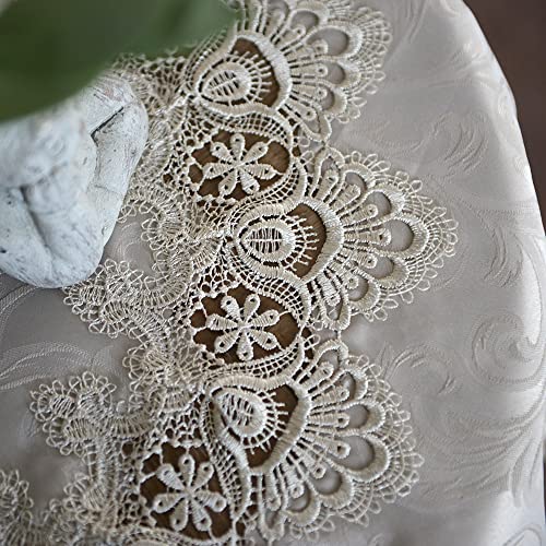 ARTABLE Stone Lace Round Tablecloth Small Table Topper Macrame 47 Inch - color: Stone, size: 47" (Round)