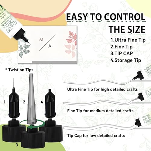 Craft Glue Bottle with Fine Tip, Craft Glue Quick Dry Clear for Precision Paper Crafts, Scrapbooking Supplies, Card Making (100ml)