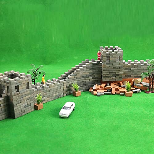 Cayway 300 PCS Mini Red Roof Tiles Set, Red Miniature Tiles with Scraper, Roof Fake Model Landscape Accessories Dollhouse Fake for DIY Dollhouse Bricks Diorama Fairy