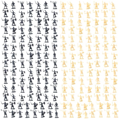 ONEST 254 Pieces Mini Medieval Knights Soldier Army Figures Horses and Soldiers Figurines Cupcake Topper Party Table Decorations - style: 254 Pieces