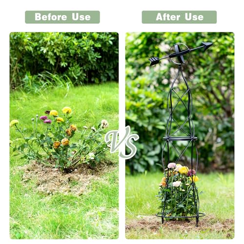 41" Obelisk Trellis for Climbing Plants - Indoor/Outdoor Support - color: black-41"x10"