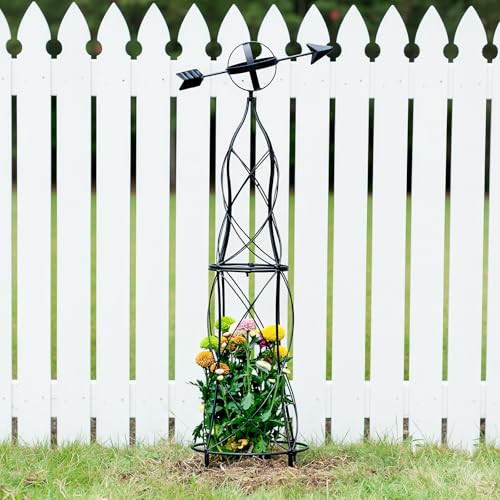 41" Obelisk Trellis for Climbing Plants - Indoor/Outdoor Support - color: black-41"x10"