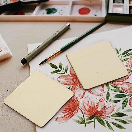 Unfinished Wood Pieces 80 Pcs 3"x3" inch Wood Board Wooden Squares Wooden Cutout Tiles, Rustic Craft Wood for Home Decoration, DIY Supplies - size: 80 Pieces 3"x3"x1/8"
