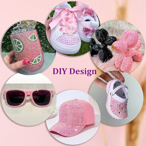 30000Pcs Resin Rhinestones for Bedazzling with Tweezers, Light Pink AB Rhinestones for Crafting with B7000 Jewelry Glue for DIY Crafts Clothing Tumblers Shoes Fabric Nail Art - color: Light Pink AB, size: X-Large Pack + 1Pc Glue