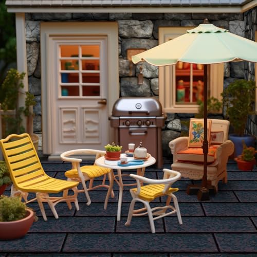 Flutesan 12 Pcs Miniature Dollhouse Wallpaper, Black Shingles - style: Black Shingles