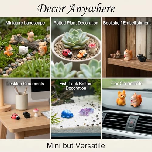 Zerobe 40Pcs Mini Forest Animal Figurines: Resin Fairy Garden Accessories - color: Forest