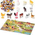 Teyva 156 Pcs Mini Farm Animal Figurines with Foldable Farm Background Card