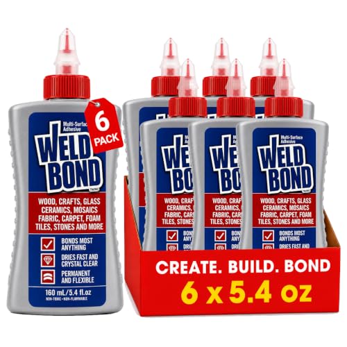 Weldbond Multi-Purpose Glue - The Ultimate Bonding Solution ! Non-Toxic Glue for Wood Glue Glass Mosaic Ceramic Pottery Craft Tile Porcelain Stone Jewelry Fabric Furniture & More. 5.0z /160ml 6-Pack - size: 6 pack