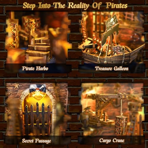 NookMaster Book Nook Kit, 3D Wooden Puzzle for Adults (Pirate Bay) - color: Pirate Bay