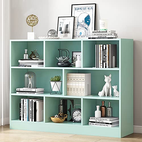 IOTXY Open Shelf Low Bookcase - Wooden 3-Tier Cube Bookshelf, Tiffany-Green - color: Tiffany Green, size: 100CM Base