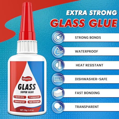 Glass Glue 1.23 oz, Ultra Strong Waterproof Clear Fast-Bonding Adhesive