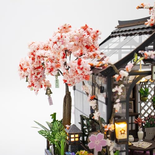 MAGQOO DIY Miniature Dollhouse Kit DIY Miniature House Kit Tiny Mini House Kits with Furniture 1:24 Scale 3D Puzzles(Spring Sakura) - color: Spring Sakura