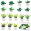 16pcs Miniature Garden Plant Set White Potted Plants Tiny Flower Vase Bouquet Fairy Accessories Mini Artificial Plant Pots Floral Figurines