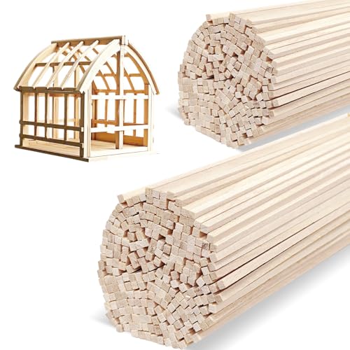600 Pcs Balsa Wood Sticks 1/8 x 1/8 x 12 Inch balsa Wood Strips Hardwood Square Dowels balsa Wood dowels Unfinished Wooden Strips for Craft DIY Supplies Square Wooden dowels - color: 600 Pcs Balsa Wood Sticks 3mm