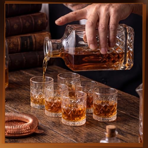 Meanplan 24 Pcs Mini Whiskey Tasting Set - 3.4oz Heavy Base Crystal Rocks Glasses - Vintage Engraved Small Bourbon & Whiskey Tasters for Bar, Parties, and Flight Samplings(Xo) - style: Xo