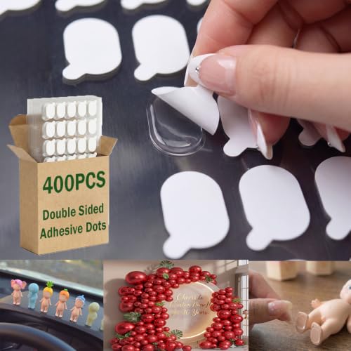 400PCS Double Sided Adhesive Dots for Sonny Angel & Smiski Figures, Transparent Mounting Putty for Wall Decor, Posters, Photo & Crafting, Removable Sticky Tack Dots