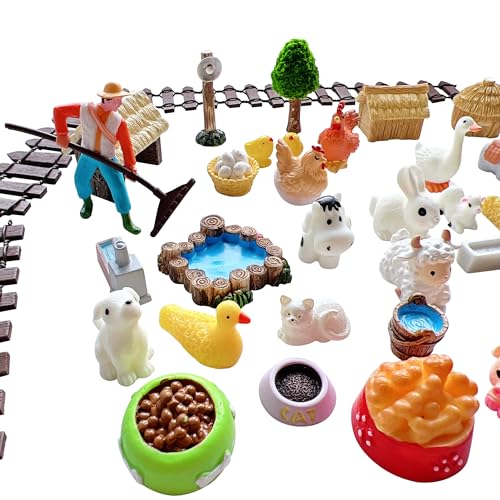45pcs Miniature Pasture Animals Figurines Courtyard Decoration Sets - color: Mini Pasture Decoration Sets