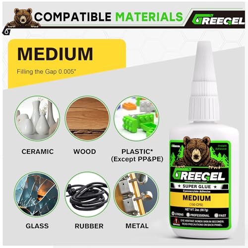 Clear Liquid Medium Super Glue 4 oz + 3g Gel Glue for Plastic Model - color: Medium Viscosity, size: 4 oz