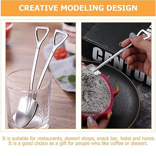 Comicfs 10 Pcs 4.7 Inches Silver Shovel Shape Demitasse Espresso Spoons, Stainless Steel Mini Coffee Spoons Set, Small Spoon for Dessert, Tea, Appetizer, Party Supplies (10 Spoon, Silver) - color: 10 Pcs Spoons-Silver, size: 10 Pcs