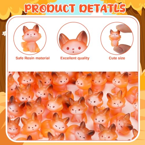 Geelin 60 Pcs Mini Resin Fox Figure Bulk Miniature Figurine - style: Fox