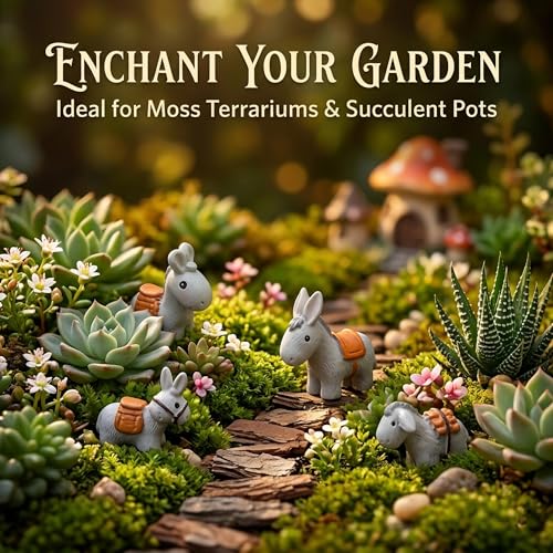 20pcs Miniature Resin Donkeys, Mini Farm Animals Figurines for Fairy Garden Accessories, Tiny Plastic Animals to Hide for Cake Toppers Decor, DIY Crafts,Terrarium Micro Landscape Ornaments