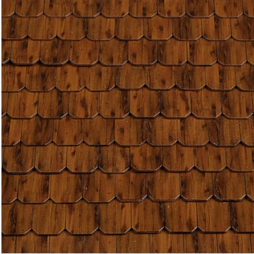 Miniature Roof Shingle Strips for 1:12 Scale Dollhouse Roofing - color: Warm Brown Wood