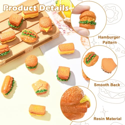Stiesy 16 Pcs Mini Hamburger Replicas Set Resin Miniature Food Figurines Bread Models for Diner Theme Display Adult Collectible Shelf Decor Mixed Style - color: Hamburger-16pcs
