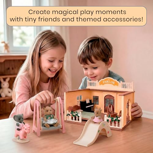 Family Dollhouse Accessories — Mini Playground Set with Swing & Slide, Rocking Horse, Soccer Goals, Screen-Free Add-On — Miniature Dollhouse Playset for Ages 3+ - style: Playground