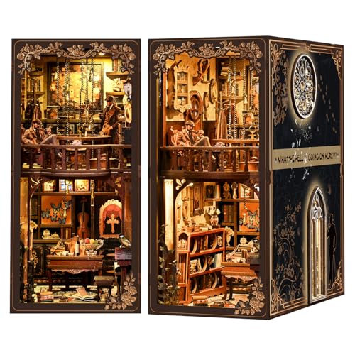 Book Nook Kit, 3D Wooden Puzzle for Adult, DIY Miniature House Kit for Adults, Booknook with LED Light, Gifts for Family, Friends and Book Lovers, Bookshelf Decor(Mystery of the Secret Box) - color: Mystery of the Secret Box