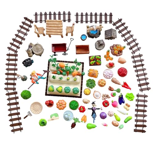 85pcs Miniature Vegetable Garden Crops Pretend Play Toys DIY Farm Decoration Sets - color: Mini Farm Decoration Sets