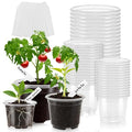 VOKOY 42 Pack 4/3/2.75 Inch Clear Nursery Pots with 50 Plant Labels, Clear Plant Pots with Drainage Hole Plastic Transparent Variety Pack Garden Flower Seedling Pots Small Planter Containers - size: 4/3/2.75 Inch - 42pcs