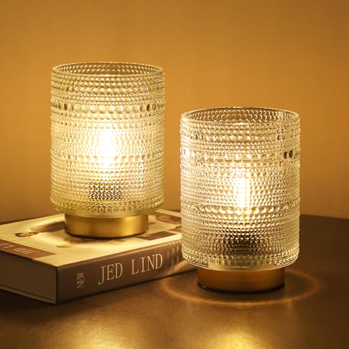 2 Pack Battery Operated Lamp with Timer,Small Decorative Table Lamps,Clear - color: Clear, size: 2 pack
