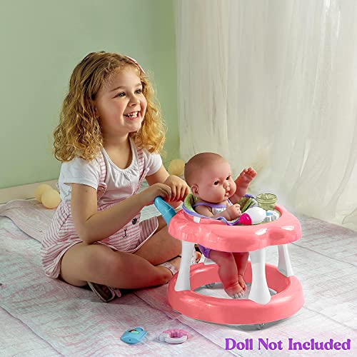 JC Toys - For Keeps Playtime! | Baby Doll Walker Gift Set | Fits Dolls up to 17" | Cloth Seat for easy use and Play Accessories | Ages 2+ - color: Pink Walker Set