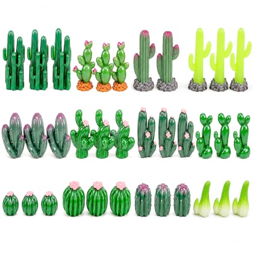 36 PCS Mini Resin Cactus Figurines Bulk, Miniature Cactus Decorations