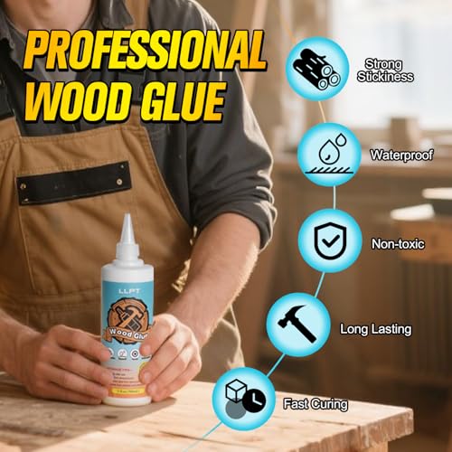 LLPT Wood Glue 16.9 Ounce, Dried Clear Waterproof Wooden Super Glue - size: 500ml