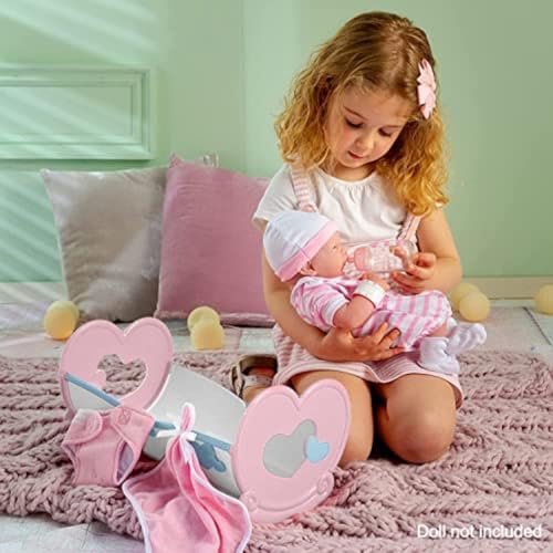 JC Toys Baby Doll Rocking Crib for Keeps Playtime! | Fits Dolls up to 15" | Includes Bed Time Accessories | Ages 2+, Pink - color: Pink/White Rocking Crib