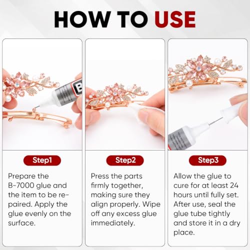 6 PCS 15ml B7000 Rhinestone Glue Clear for Bedazzling with Precision Tip